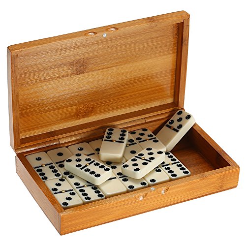 Walory Dominó - Double Six Dominoes Set Entertainment Recreational Travel Game Juguete Black Dots Dominó