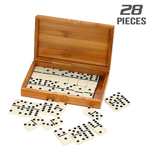 Walory Dominó - Double Six Dominoes Set Entertainment Recreational Travel Game Juguete Black Dots Dominó