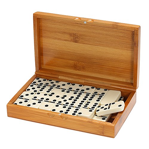 Walory Dominó - Double Six Dominoes Set Entertainment Recreational Travel Game Juguete Black Dots Dominó