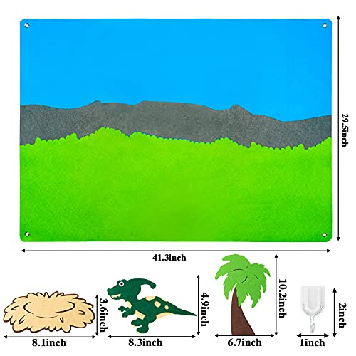 WATINC 3.5Ft 37Pcs Preschool Dinosaur Storytelling Flannel Board Dino Animals World Kit de Juego de Aprendizaje temprano Juguetes didácticos Colgantes Regalo de cumpleaños para niños pequeños