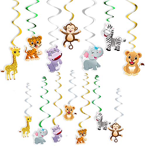 WERNNSAI Selva Animales Fiesta Colgante Decoraciones - Safari Tema Suministros para la Fiesta Remolino Colgante para Niños Cumpleaños, Baby Shower Decoración