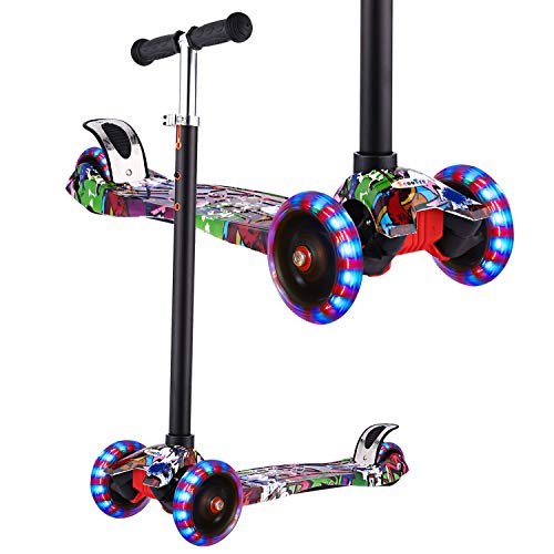 WeSkate Patinete Niños 3 Ruedas para Niños y Niñas de 3 a 12 Años con Manillar Ajustable y Ruedas Intermitentes Scooter Infantil Desmontable con Bandeja Sólida Antideslizante