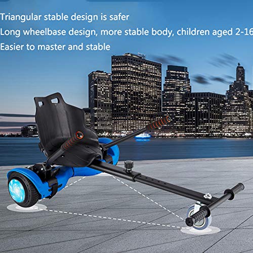 Wgwioo Hoverboard, Accesorios De Asiento con Tabla De Suspensión, con Asiento Autoequilibrado, Suspensión De Deriva, Asiento De Kart, Longitud De Marco Ajustable,Negro