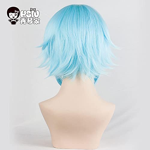 WHBHD 40 cm Hielo Corto Azul Peluca Espada Arte en línea Cosplay Peluca Sinon / Asada Shino Traje Juego Pelucas Halloween Fiesta Anime Juego Pelo