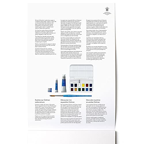 Winsor & Newton papel de acuarela, Mezcla de 25% algodón y Fibras de celulosa, Blanco Claro Natural, DIN A5