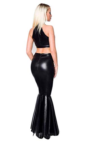 WNRLL Mujer Cuero Sexy Halloween Catsuit Cosplay Servicio de DS Vestido de Cadera Traje de rol Disfraces