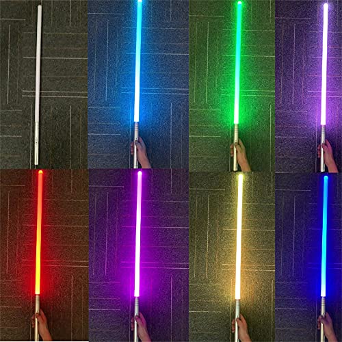 WOZWZ RGB Light Sable, Force FX FX Duelo Pesado, Jedi Sith Sable LED Hilt Sword Metal Sonido, Juguete Luminoso para Propitos de Regalo Niños Color Light Sable, 1PC Black