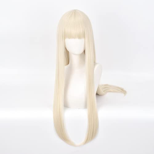 Wxypreey Yomoduki Runa Wig para Cosplay Anime Kakegurui Golden Long Straight Hair Peluca de disfraz de Halloween