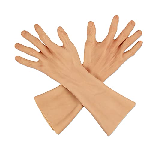 wzwyyds Modelo de Mano Falsa de Hombre de Silicona Guante de Piel Artificial Hecho por el Hombre, Guantes de Mano Falsos de Alto Nivel para Cosplay, Anillos de travestismo, Escenario de utilería