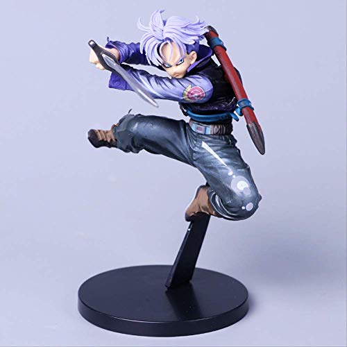 Yangzou Dragon Ball Z Future Jumping Up Figura Toy 17 Cm , Cabello Verde Morado DBZ Goku Trunks Super Saiyan Acción Cute Realistic Hand Office Doll