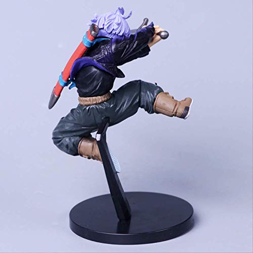 Yangzou Dragon Ball Z Future Jumping Up Figura Toy 17 Cm , Cabello Verde Morado DBZ Goku Trunks Super Saiyan Acción Cute Realistic Hand Office Doll