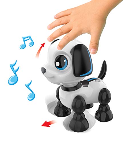 YCOO Robot Cachorro con Efectos Sonoros y Luminosos - Se Mueve hacia adelante y hacia atrás - Robot Juguete Niño - 13 cm - A Partir de 3 años, 88524