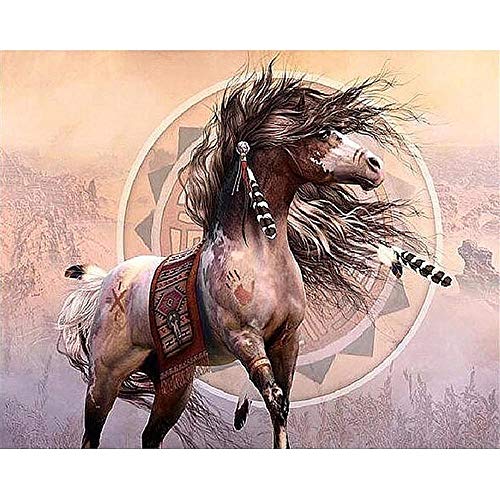 Yingxin34 2000 Piezas Rompecabezas de Madera colección de Arte en Caballo Decorado Tribu India, decoración del hogar, Rompecabezas de Madera para Adultos DIY 70X100cm（27.55X39.37inch）