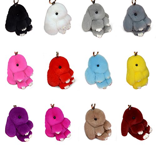 Yodensity Llavero de peluche de conejo, llavero de coche anillo dominante del coche monederos bolsos accesorios