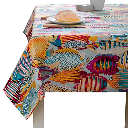 youjia rectangular mantel estilo mediterráneo organismos marinos polvo gamuza de mesa PARTE Hotel café funda para mesa, tela, Marine Orange, 120 x 120 cm