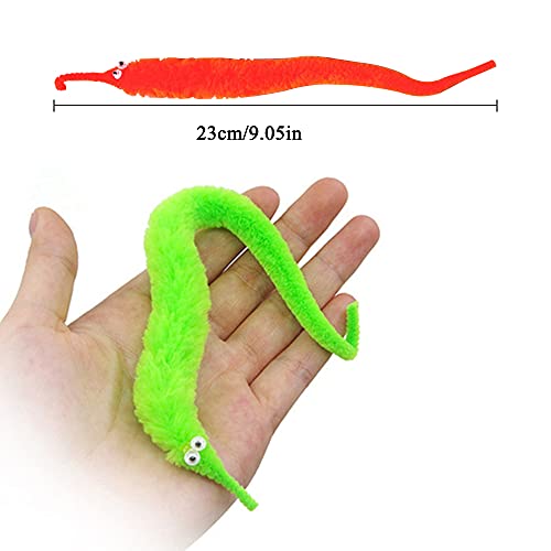 YouMen 12 Pcs Juguetes de Gusanos mágicos, Magic Worm Gusano en Juguete de Truco de Cuerda Magic Wiggly Twisty Juguetes de Gusanos difusos para niños y Gatos