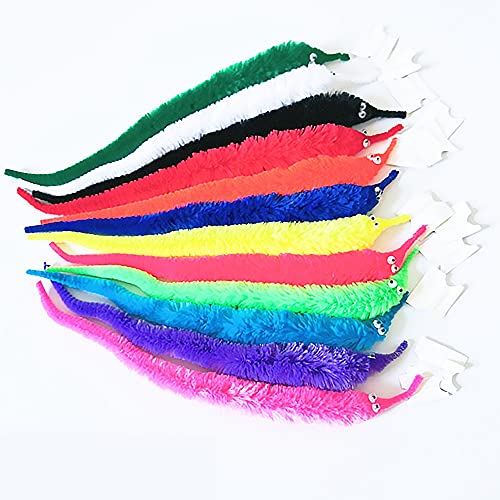 YouMen 12 Pcs Juguetes de Gusanos mágicos, Magic Worm Gusano en Juguete de Truco de Cuerda Magic Wiggly Twisty Juguetes de Gusanos difusos para niños y Gatos