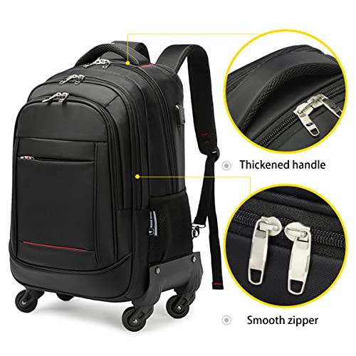 YUTCRTIP Mochila con Ruedas Negocios, Mochila Escolar para Hombre y Mujer portátil Carro Mochila Trolley Multifunción Equipaje Mochila de Viaje Mochilas Negocios y Viajes, 4 Rueda unive