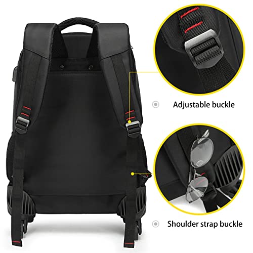 YUTCRTIP Mochila con Ruedas Negocios, Mochila Escolar para Hombre y Mujer portátil Carro Mochila Trolley Multifunción Equipaje Mochila de Viaje Mochilas Negocios y Viajes, 4 Rueda unive