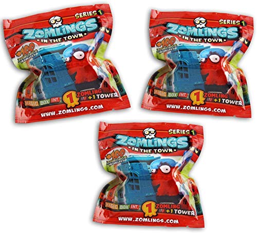 Zomlings Tower - Juego de 3 figuras de la serie One Figure/Tower bolsas zomings in The Town Mystery Figures Packs