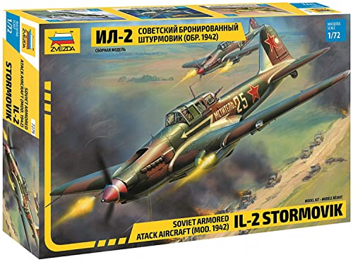 Zvezda 500787279 500787279-1:72 Ilyushin IL-2 Stormovik 1942 - Maqueta de construcción de plástico para Principiantes, diseño de Camuflaje