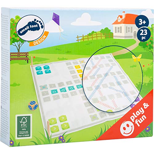 11372 Ludo y Juego de Escalera Active, Small Foot, de Madera FSC100% certificada, 2 Juegos Familiares Populares en 1, Formato XL