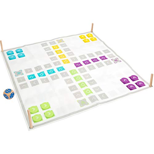 11372 Ludo y Juego de Escalera Active, Small Foot, de Madera FSC100% certificada, 2 Juegos Familiares Populares en 1, Formato XL