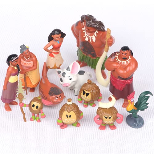 12 unids/set dibujos animados Moana princesa leyenda Vaiana Maui jefe Tui Tala Heihei Pua figura de acción decoración juguetes para niños regalo de cumpleaños