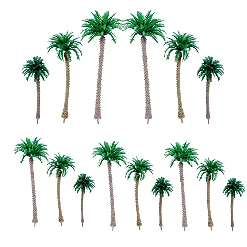 15 pcs Modelo de Árbol de Coco, Modelo de Árbol Palmera, Palmeras de Coco Modelo, para Modelo Tren Ferrocarril Arquitectura Diorama Bricolaje De Paisaje (Tres Tipos De Altura)