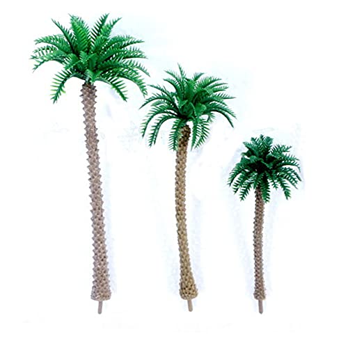 15 pcs Modelo de Árbol de Coco, Modelo de Árbol Palmera, Palmeras de Coco Modelo, para Modelo Tren Ferrocarril Arquitectura Diorama Bricolaje De Paisaje (Tres Tipos De Altura)