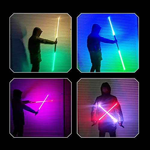 2 en 1 Sable Espada láser Lightsaber LED-RGB 7 Colores Que cambian LED Espadas láser Recargables Juguete Regalo Cosplay Juguete Espada Cosplay Jedi Knight A,2 Pieces