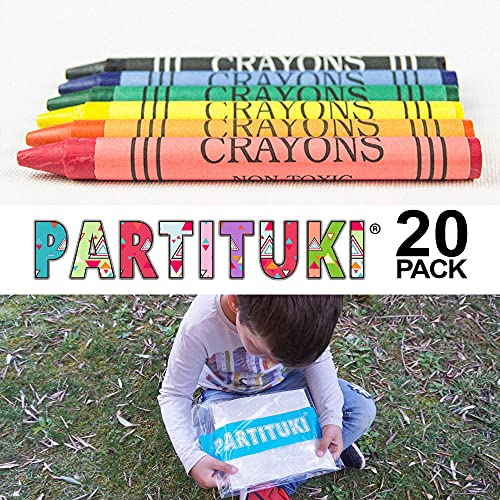 20 Sets de Ceras de Colores Infantiles Partituki. 6 Mini Ceras por Caja. Ideal Fiesta de Cumpleaños Infantiles, Recuerdos de Bodas y Colegios