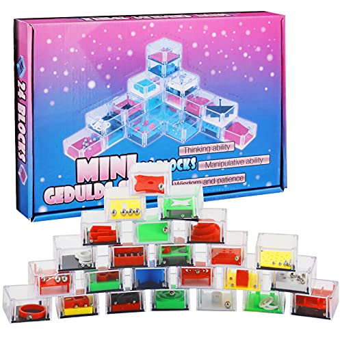 24 Piezas Mini Juegos Rompecabezas,Rompecabezas Set,Puzzles Mini Juegos Set,Puzzle Juegos con Niveles Diferentes,Juegos de Habilidad,Navidad Niños y Adultos Juegos