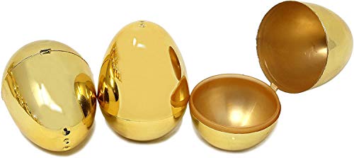 36 huevos de Pascua metálicos dorados brillantes de 3 cm en color dorado para rellenar golosinas específicas, recuerdo de fiesta de Pascua, caza de huevos, cesta de relleno, premios para el aula