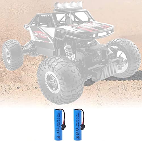 3.7V 1200mAh Li-Ion Batería 2PCS with USB Charger Cable SM-2P Plug for DE45 DE42 Remote Control Car 1:14 Off-Road Vehicle High-Speed Climbing Drift Racing Spare Battery