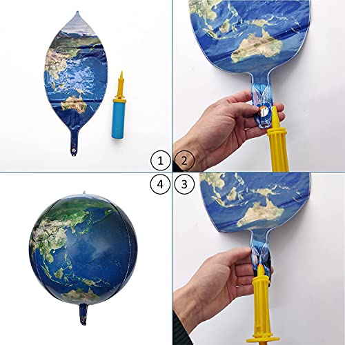 4 Piezas de Globo Inflable terrestre, globo Planet Tierra ,diseño de globo de aluminio 4d, decoración de la Tierra perfecto para cumpleaños y fiestas de cumpleaños