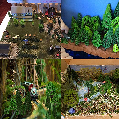 50pcs Modelo Árbol Diorama Árboles Modelo Mezclados Árboles Tren Paisaje Ferrocarril Árboles Arquitectura para DIY Paisaje(30mm-70mm)