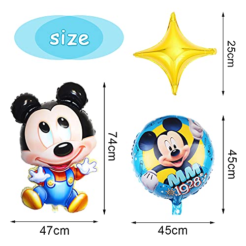 52 PCS Decoración Fiesta, Mickey Niños Cumpleaños Artículos , Globo Temático Decoración Póster Globo Mickey Grande Adecuado para Artículos de Fiesta Mickey.