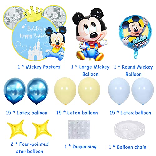 52 PCS Decoración Fiesta, Mickey Niños Cumpleaños Artículos , Globo Temático Decoración Póster Globo Mickey Grande Adecuado para Artículos de Fiesta Mickey.