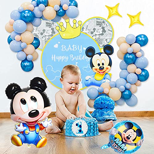 52 PCS Decoración Fiesta, Mickey Niños Cumpleaños Artículos , Globo Temático Decoración Póster Globo Mickey Grande Adecuado para Artículos de Fiesta Mickey.