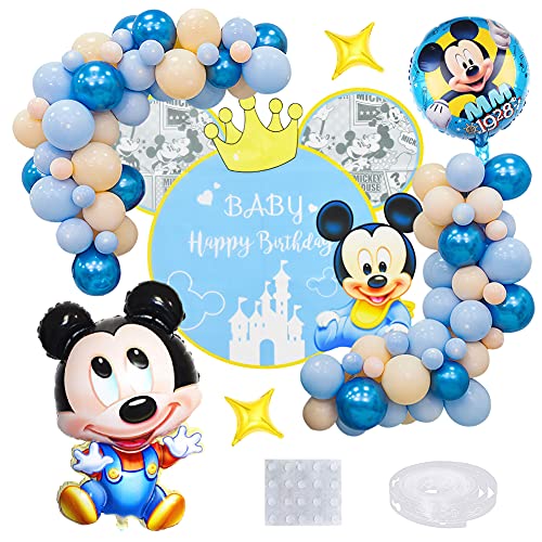 52 PCS Decoración Fiesta, Mickey Niños Cumpleaños Artículos , Globo Temático Decoración Póster Globo Mickey Grande Adecuado para Artículos de Fiesta Mickey.