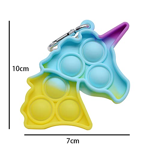 6 Pcs Mini Pop Fidget Toy,Mini Push Pop Fidget Toy Llavero,Mini Rainbow Tie dye Bubble Wrap Sensory Silicone Toy, Autism Needs Stress Reliever Tactile Logic Game for Kids