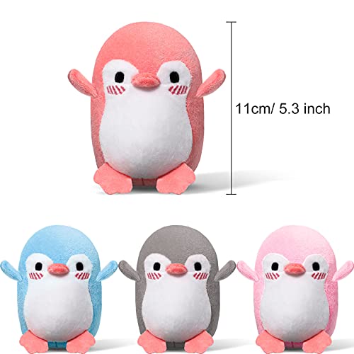 8 Mini Juguetes de Pingüinos de Peluche Juguete de Pingüino de Peluche de Animales Accesorio de Llavero DIY Decoración de Pingüino para Cumpleaños Baby Shower Navidad Boda Fiesta, 4 Colores