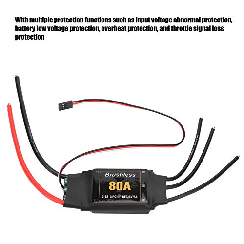 80A ESC sin escobillas, RC Avión Avión Helicóptero Controlador de Velocidad electrónico Accesorio Controlador de Velocidad del Motor ESC(#1)