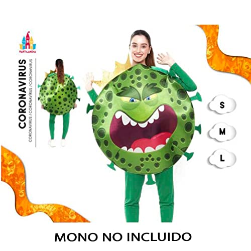 Acan Disfraz virus mortal con forma redonda para jovenes y adultos para carnaval, talla M, color verde.