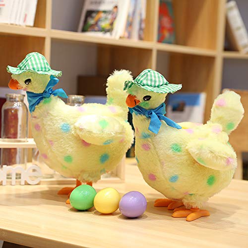 Acostado de huevo de pollo de peluche de juguete de dibujos animados de gallina, broma eléctrica divertido juguete de gallina niño anti-estrés Gadget divertido juego regalo infantil