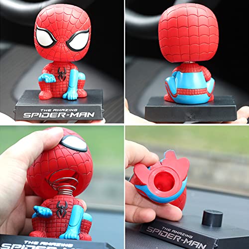 Adorno para Salpicadero de Coche, Hilloly Bobble Head para Coche , Decoración de Coche con Cabeza móvil Bobble Head Auto Decoración para el Hogar Coche Spider Man (9*10cm)