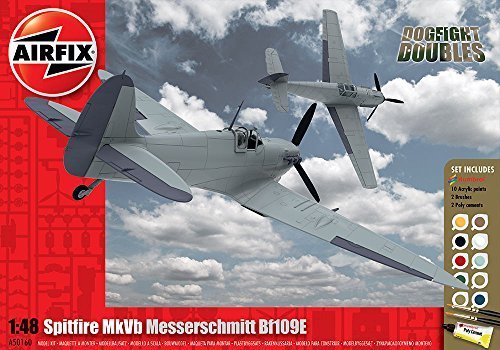 Airfix 1:48 Scale Supermarine Spitfire MkVb Messerschmitt Bf109E Dogfight Doubles Gift Set by