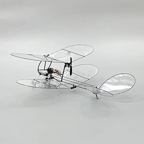 ALBBMY Avión RC Avión RC, Minimalrc Shrimp V2 Biplano Avión Ultraligero, Planeador de Control Remoto de Fibra de Carbono, Modelo de avión de Tres vías de ala Fija Interior(Size:Kit Motor)