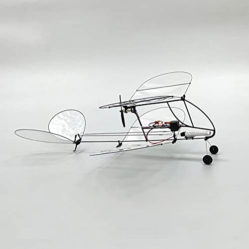 ALBBMY Avión RC Avión RC, Minimalrc Shrimp V2 Biplano Avión Ultraligero, Planeador de Control Remoto de Fibra de Carbono, Modelo de avión de Tres vías de ala Fija Interior(Size:Kit Motor)